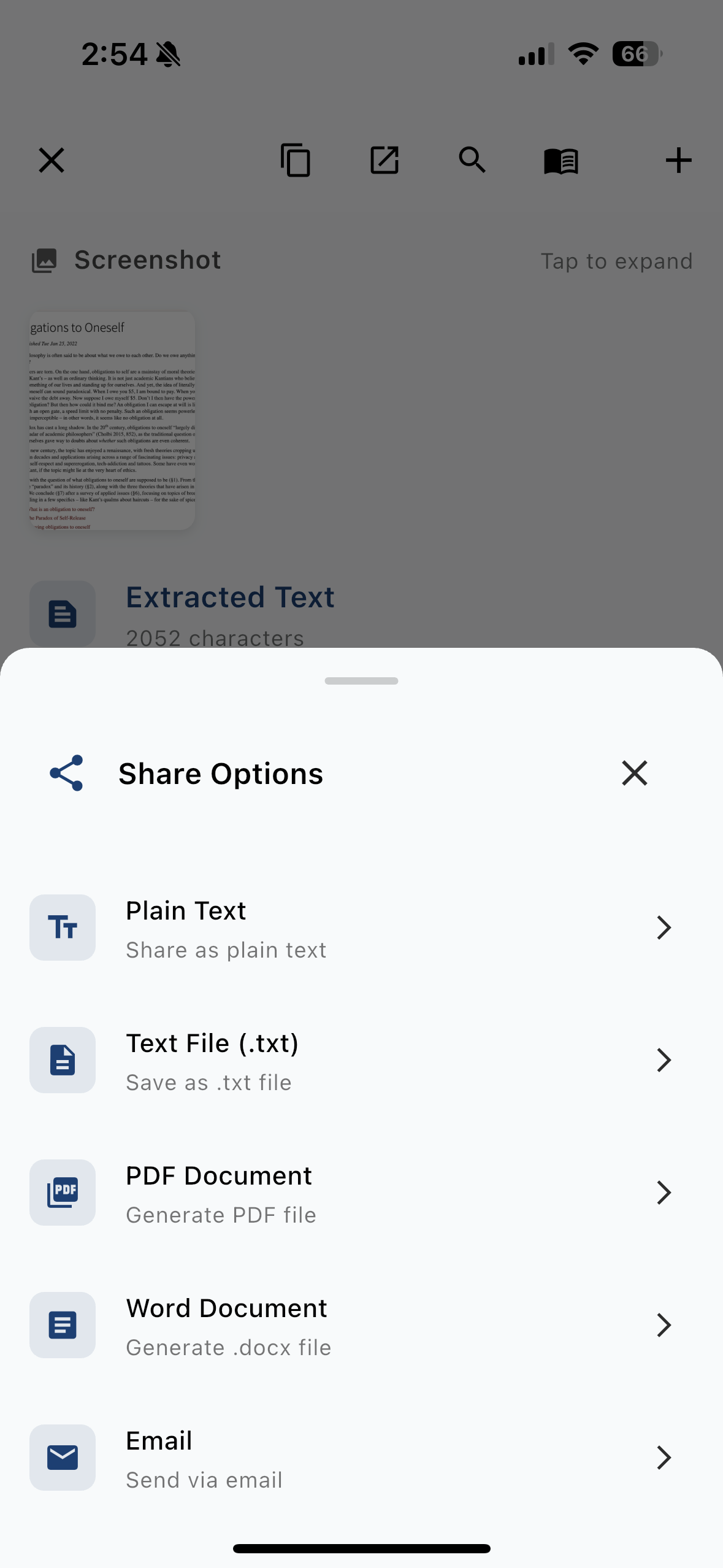 Share options interface